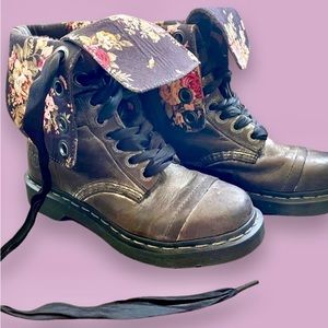 Dr. Martens Triumph 12 eye boots - turn down floral option ribbon laces